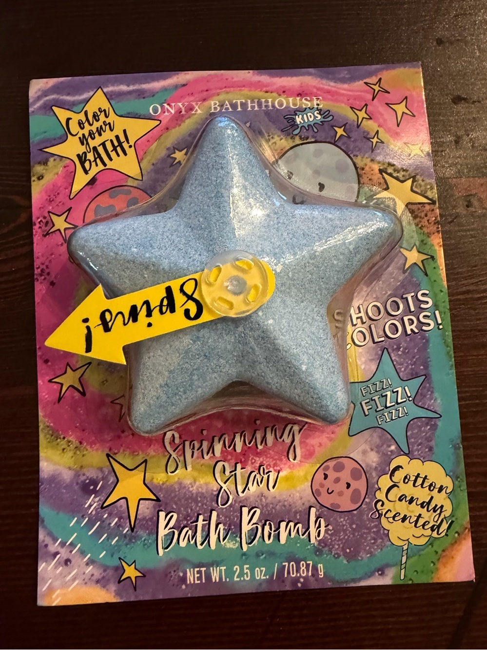 Onyx Bathhouse Spinning Star Bath Bomb Cotton Candy Scent 4 Pack in Display Box - Picture 8 of 8